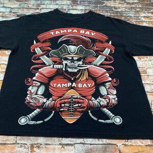 Tampa Bay Buccaneers Shirt Adult L Black Short Sleeve Skeleton NFL Tee 73